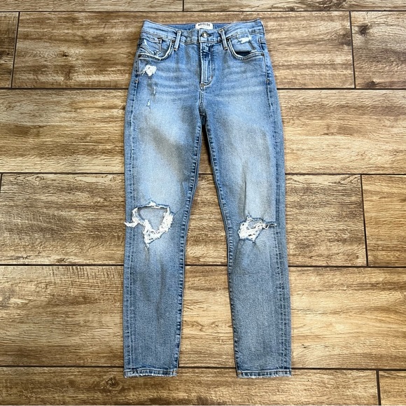 Agolde Sophie Crop in Outsider High Rise Jeans Size 25 Distressed Skinny Denim - Picture 13 of 15